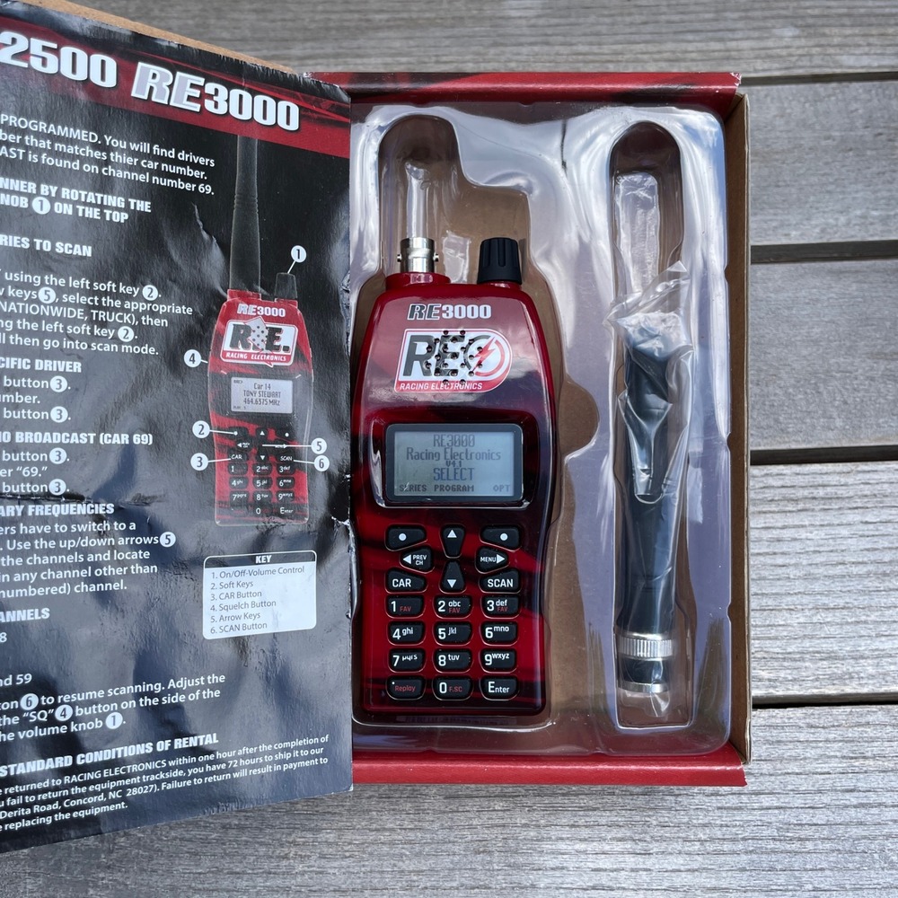 Racing Electronics RE3000 Racing Scanner Red NASCAR Fan Radio 440 Channel